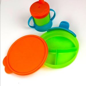 Tupperkids feeding set cup plate."New".